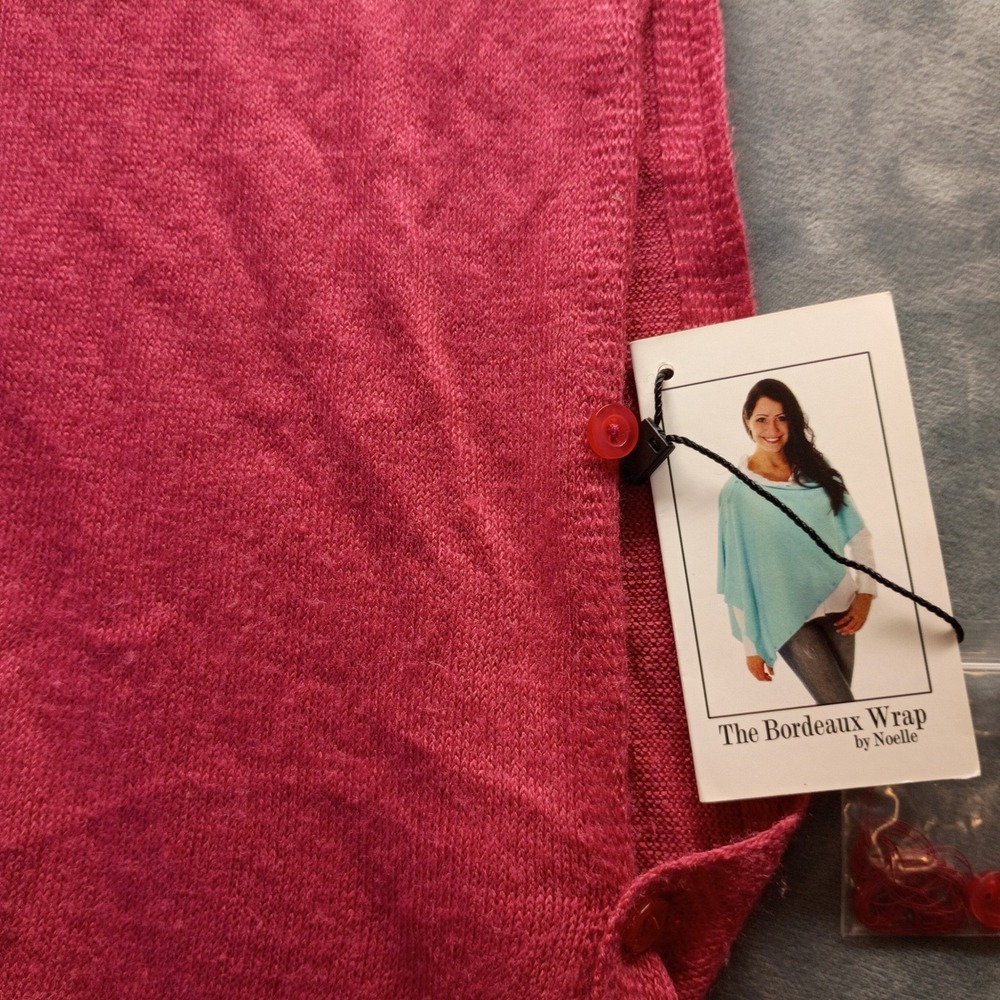 Noelle The Bordeaux Wrap Pink Multi Way Button Poncho Scarf Cardigan NWT